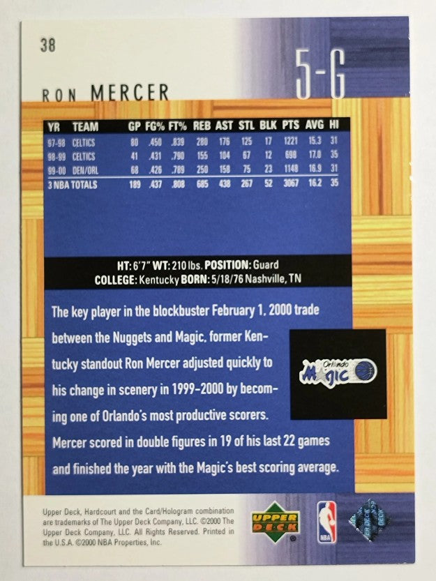 2000-01 Upper Deck Hardcourt #38 Ron Mercer