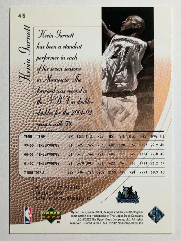 2002-03 Sweet Shot #45 Kevin Garnett