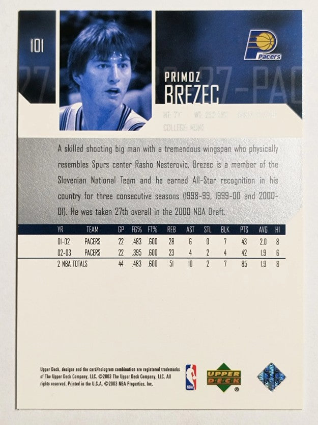 2003-04 Upper Deck #101 Primoz Brezec