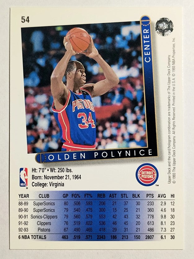 1993-94 Upper Deck #54 Olden Polynice