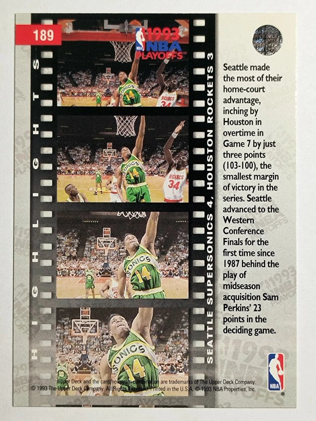 1993-94 Upper Deck #189 Sam Perkins/Hakeem Olajuwon PO (NM)