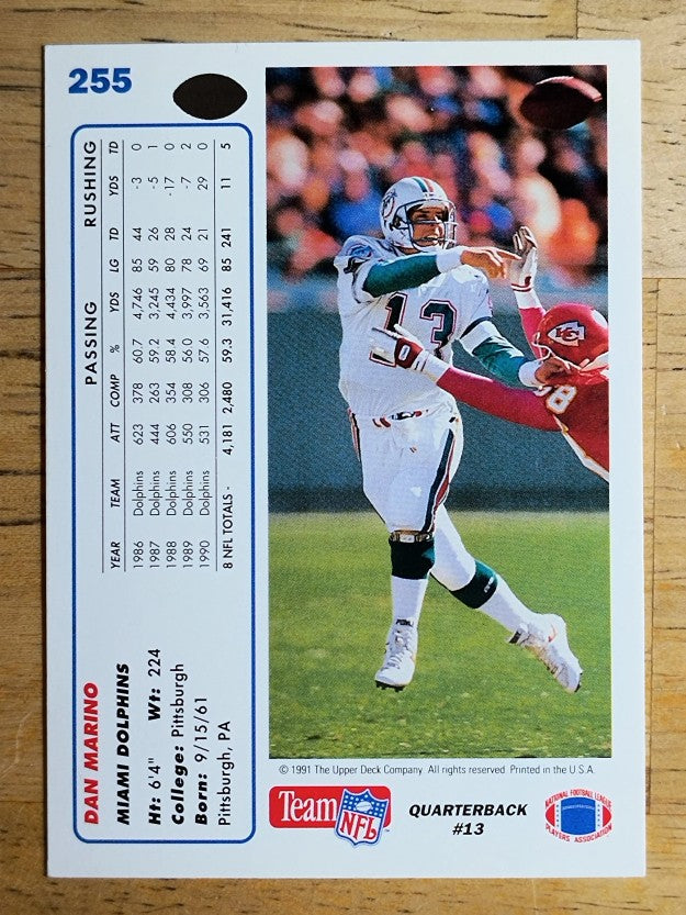 1991 Upper Deck #255 Dan Marino