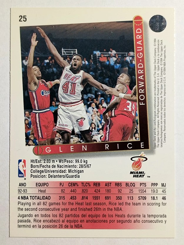 1993-94 Upper Deck International Spanish #25 Glen Rice