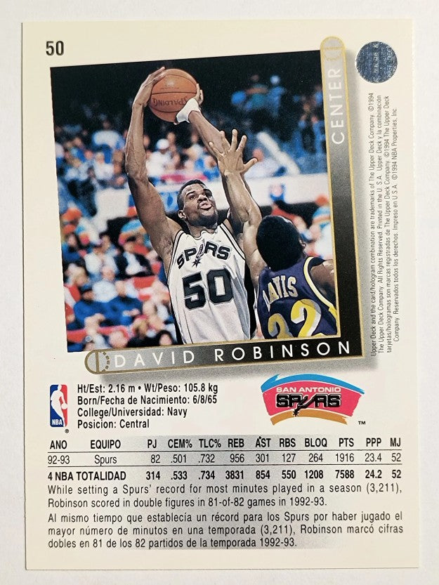 1993-94 Upper Deck International Spanish #50 David Robinson