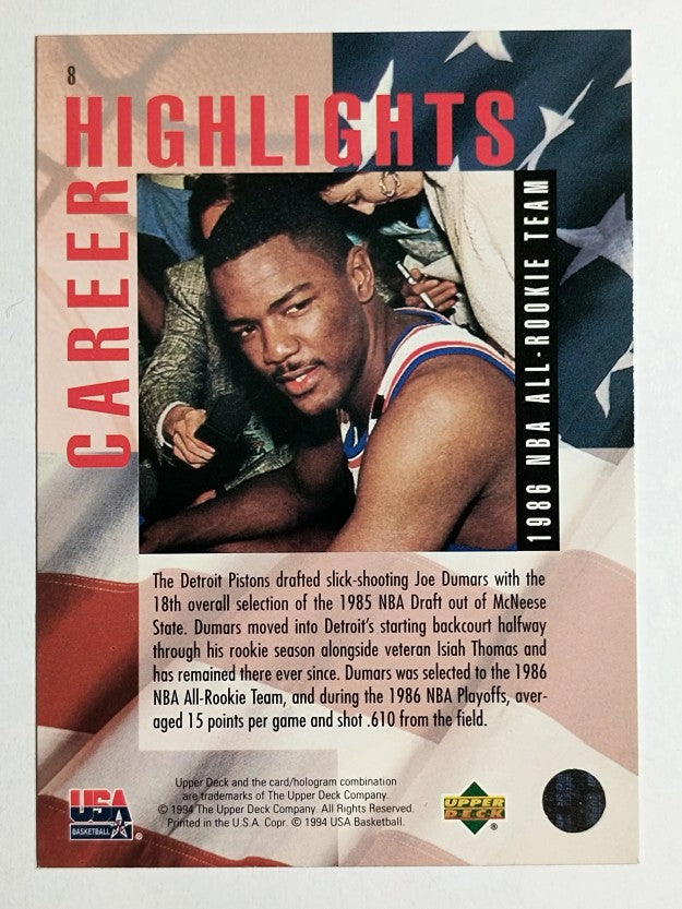 1994 Upper Deck USA #8 Joe Dumars/1986 All-Rookie Team