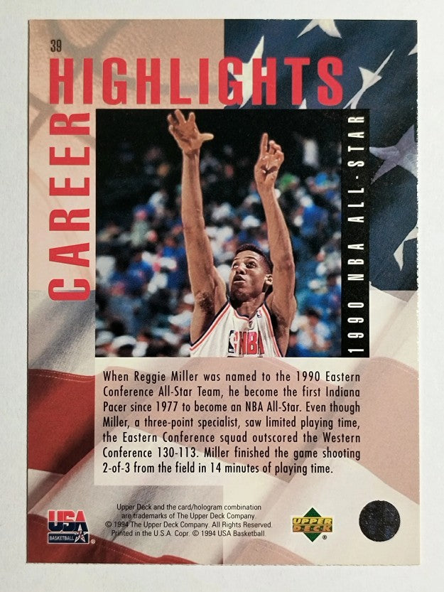 1994 Upper Deck USA #39 Reggie Miller/1990 NBA All-Star