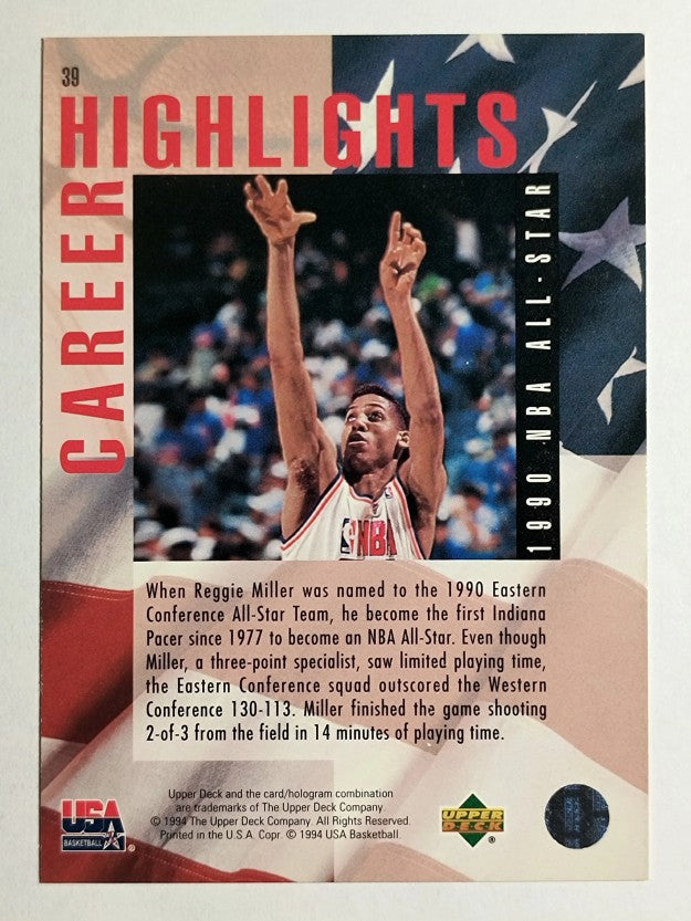 1994 Upper Deck USA #39 Reggie Miller/1990 NBA All-Star