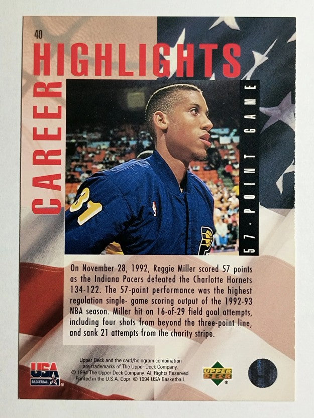 1994 Upper Deck USA #40 Reggie Miller/57-Point Game