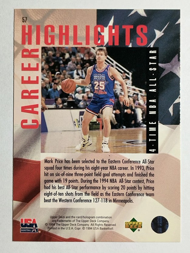 1994 Upper Deck USA #57 Mark Price/4-Time NBA All-Star
