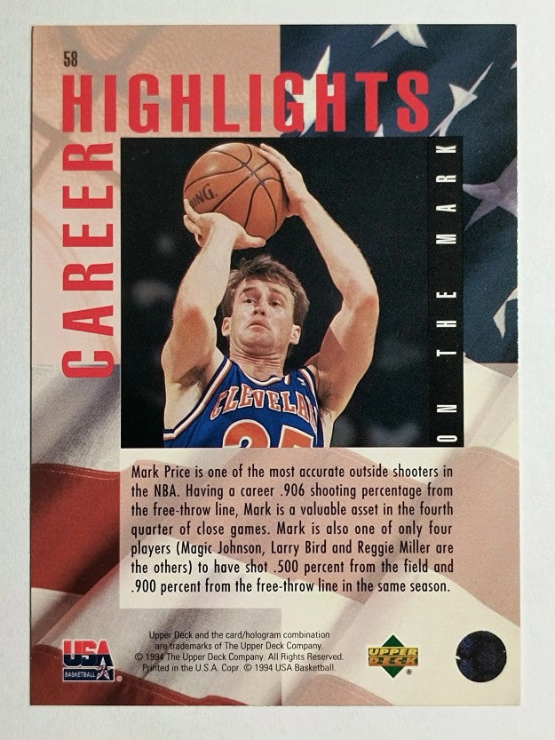 1994 Upper Deck USA #58 Mark Price/On The Mark