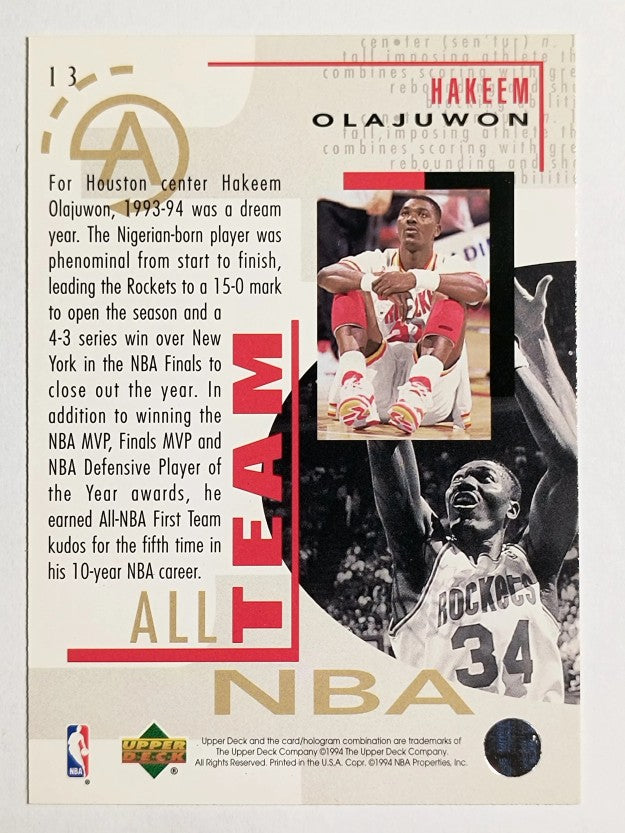 1994-95 Upper Deck #13 Hakeem Olajuwon AN