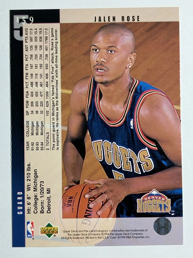 1994-95 Upper Deck #159 Jalen Rose RC