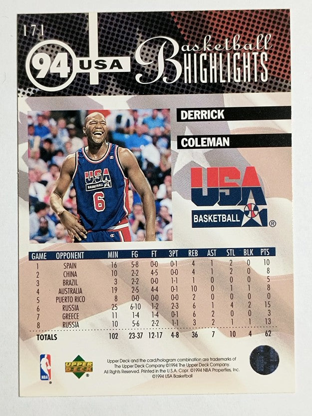 1994-95 Upper Deck #171 Derrick Coleman USA