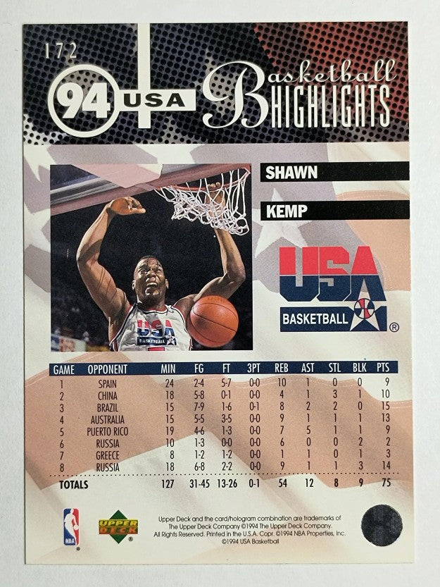 1994-95 Upper Deck #172 Shawn Kemp USA