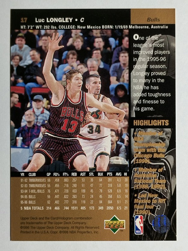 1996-97 Upper Deck #17 Luc Longley