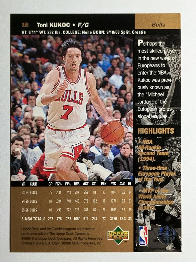 1996-97 Upper Deck #18 Toni Kukoc