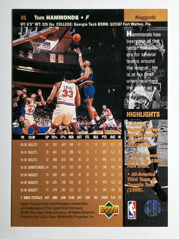 1996-97 Upper Deck #31 Tom Hammonds