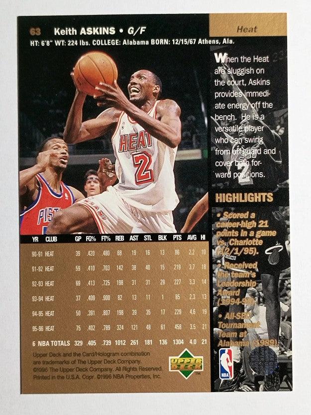 1996-97 Upper Deck #63 Keith Askins