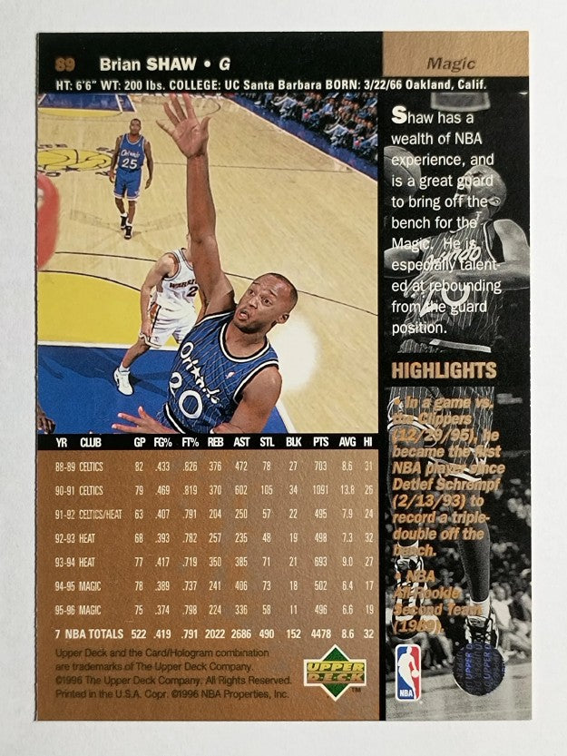 1996-97 Upper Deck #89 Brian Shaw