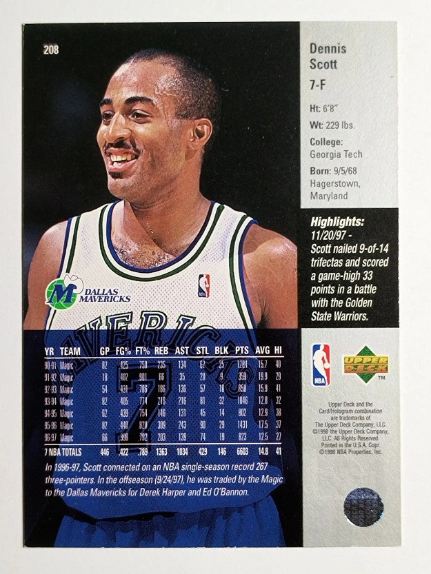 1997-98 Upper Deck #208 Dennis Scott