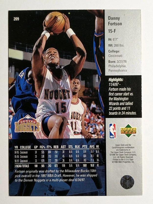 1997-98 Upper Deck #209 Danny Fortson RC