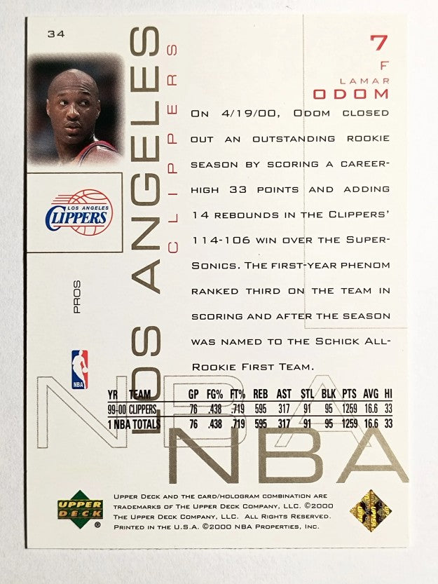 2000-01 Upper Deck Pros and Prospects #34 Lamar Odom
