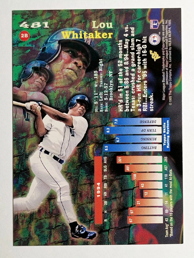 1995 Stadium Club #481 Lou Whitaker