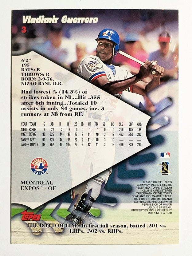 1998 Stadium Club #3 Vladimir Guerrero