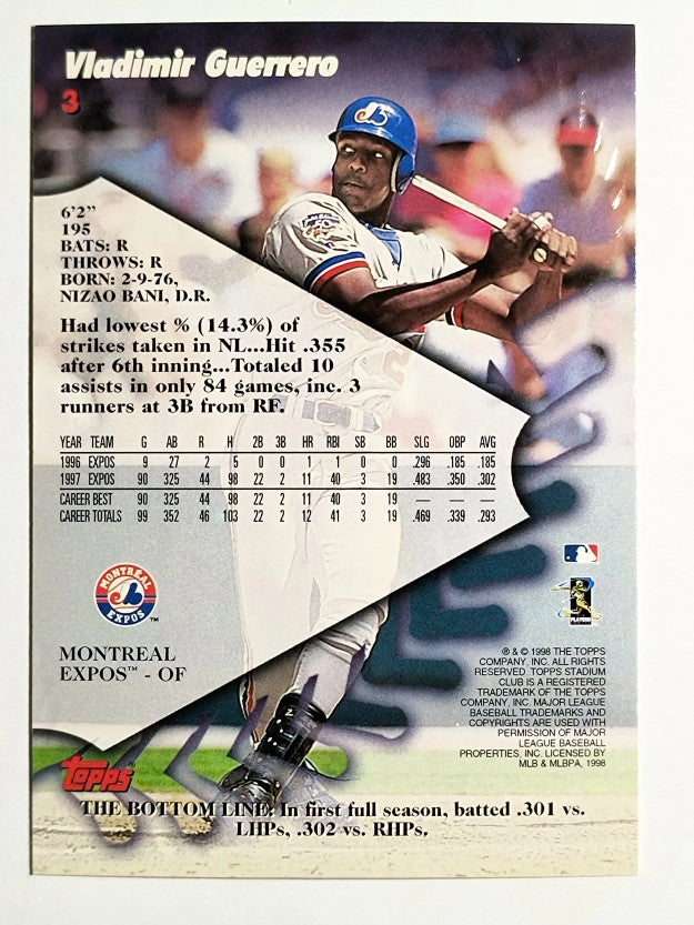 1998 Stadium Club #3 Vladimir Guerrero