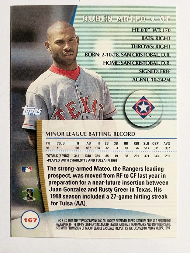 1999 Stadium Club #167 Ruben Mateo