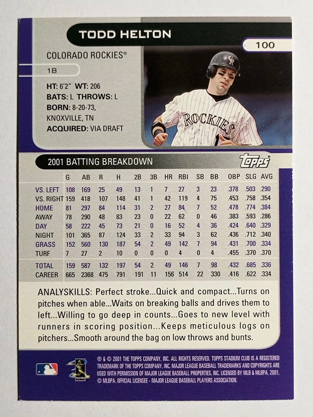 2002 Stadium Club #100 Todd Helton