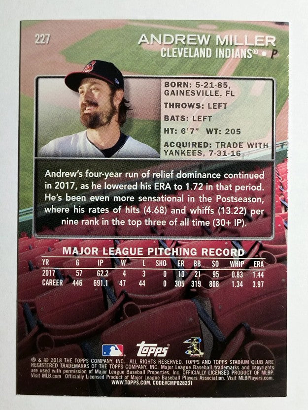 2018 Stadium Club #227 Andrew Miller