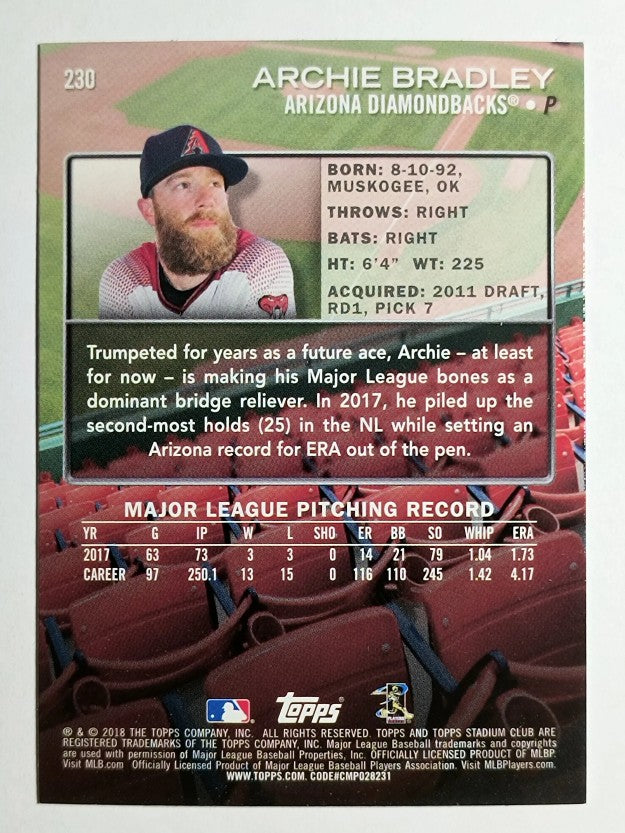 2018 Stadium Club #230 Archie Bradley