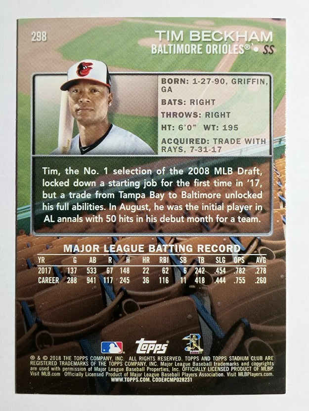 2018 Stadium Club #298 Tim Beckham