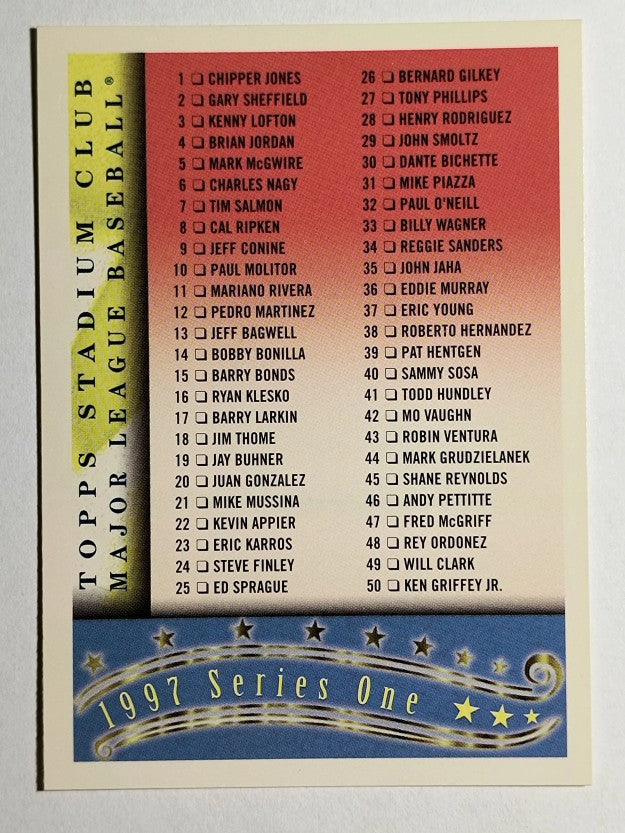 1997 Stadium Club Checklists #1 Series One