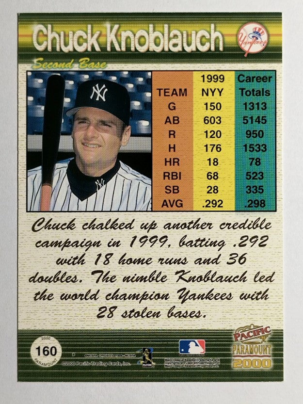 2000 Paramount Gold #160 Chuck Knoblauch