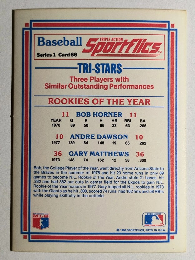 1986 Sportflics #66 Andre Dawson/Bob Horner/Gary Matthews