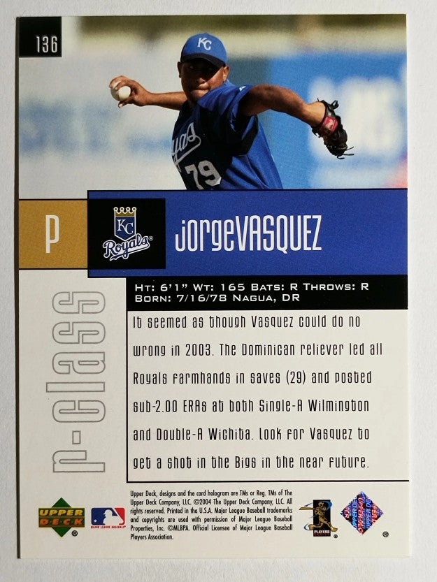 2004 Upper Deck r-class #136 Jorge Vasquez TC RC