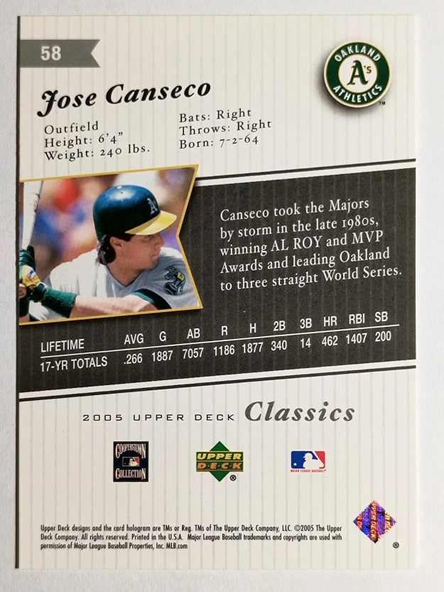 2005 Upper Deck Classics #58 Jose Canseco