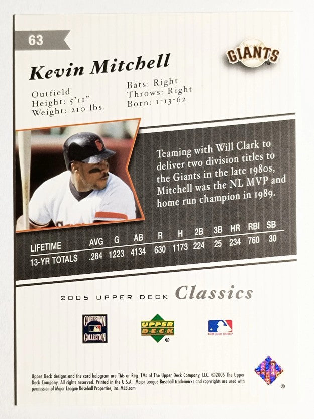 2005 Upper Deck Classics #63 Kevin Mitchell