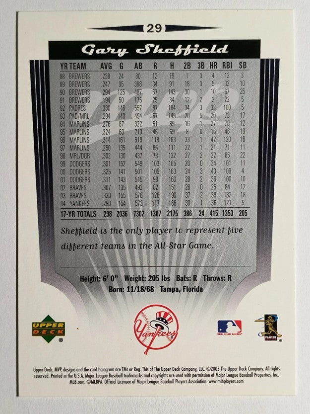 2005 Upper Deck MVP #29 Gary Sheffield