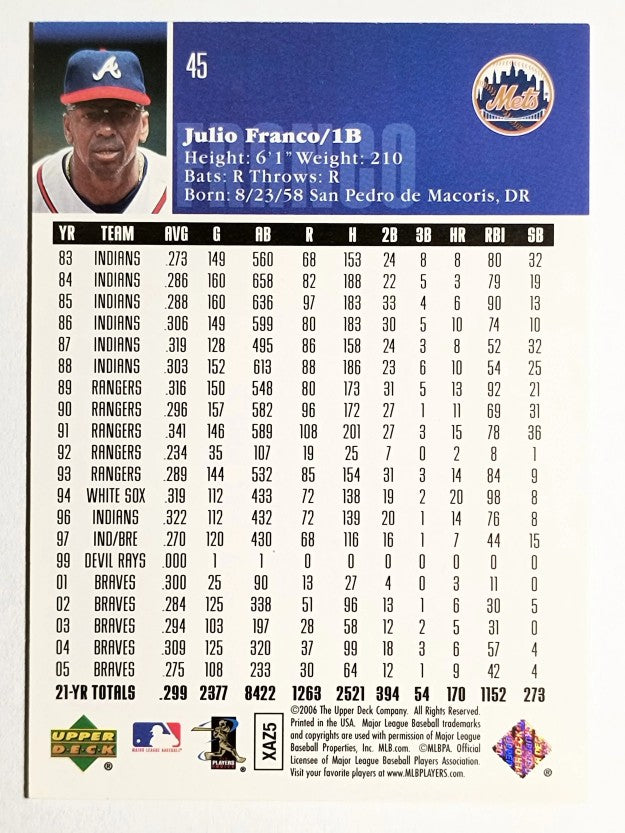 2006 Upper Deck #45 Julio Franco