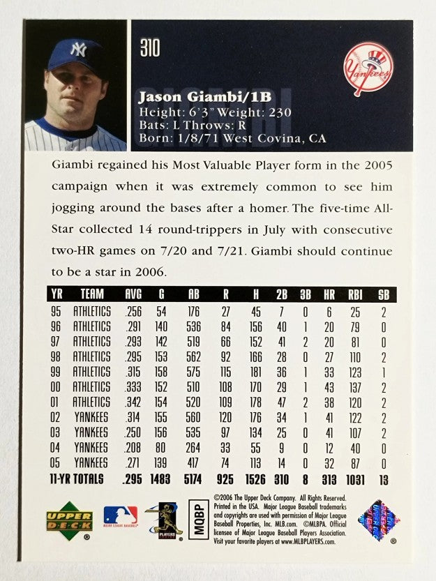 2006 Upper Deck #310 Jason Giambi