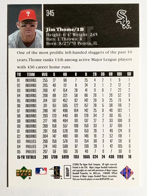 2006 Upper Deck #345 Jim Thome