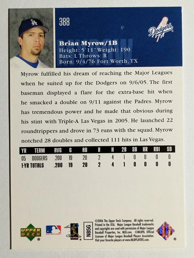 2006 Upper Deck #388 Brian Myrow RC