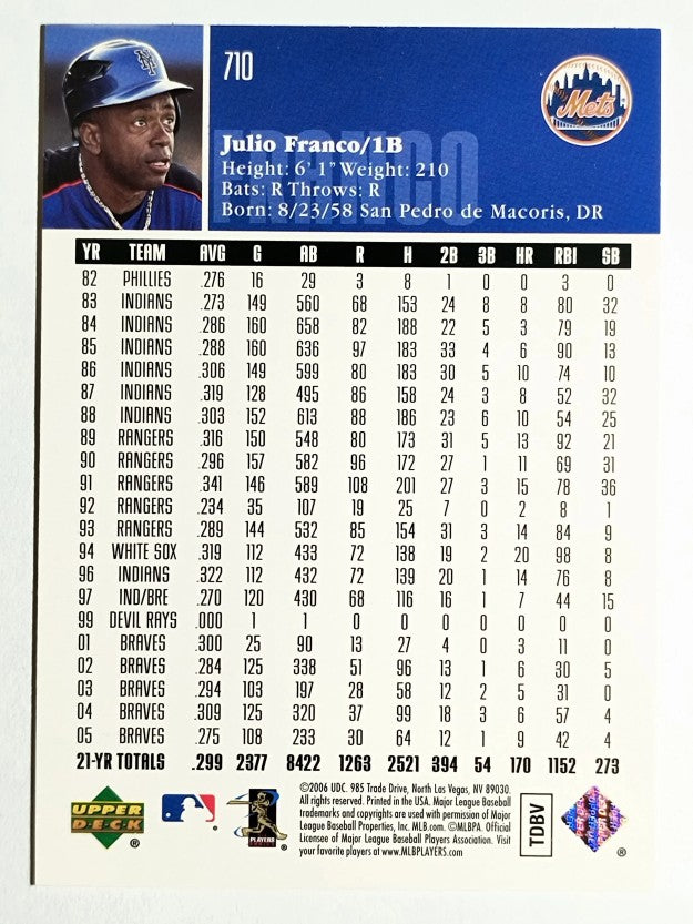 2006 Upper Deck #710 Julio Franco