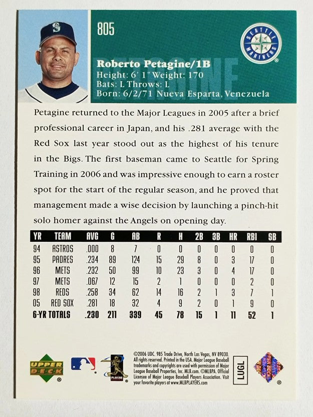 2006 Upper Deck #805 Roberto Petagine