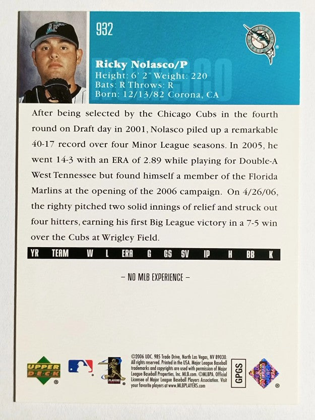 2006 Upper Deck #932 Ricky Nolasco