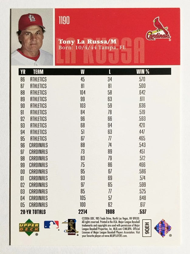 2006 Upper Deck #1190 Tony LaRussa MG