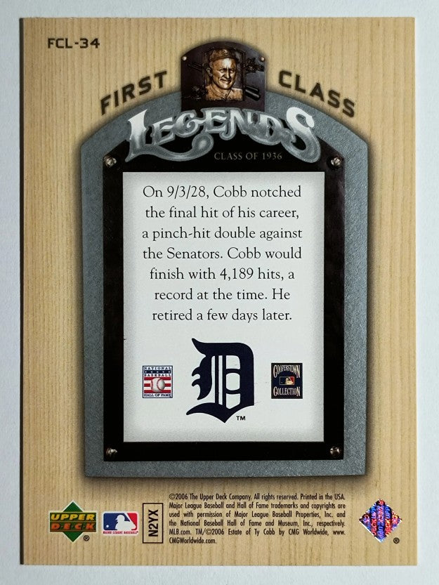 2006 Upper Deck First Class Legends #FCL34 Ty Cobb